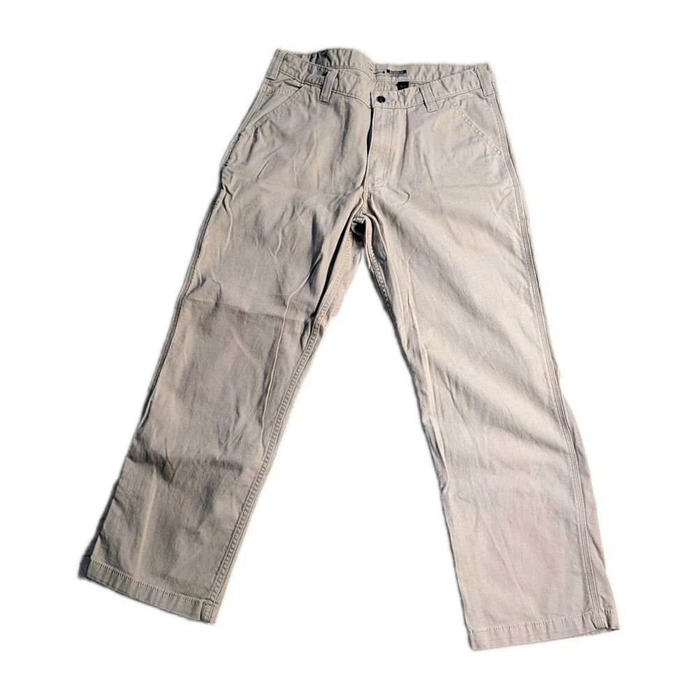 Carhartt Rugged Flex Canvas Work Pants Beige Relaxed Straight Leg 35x30